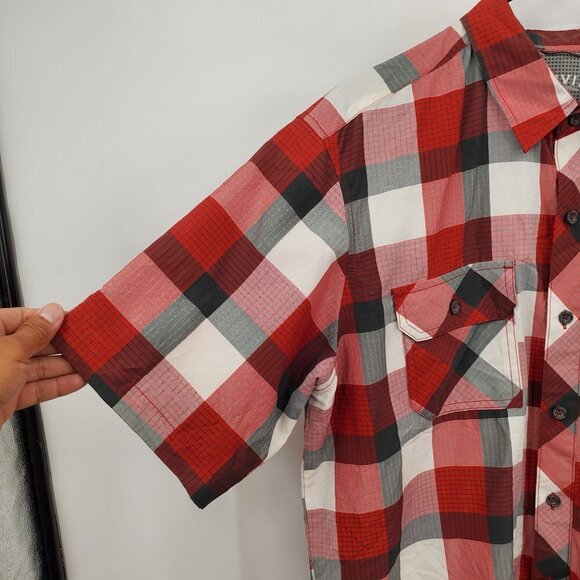 Orvis Plaid Flannel Shirt Short Sleeve Button Down Collar Pockets Mens Large - Picture 3 of 10